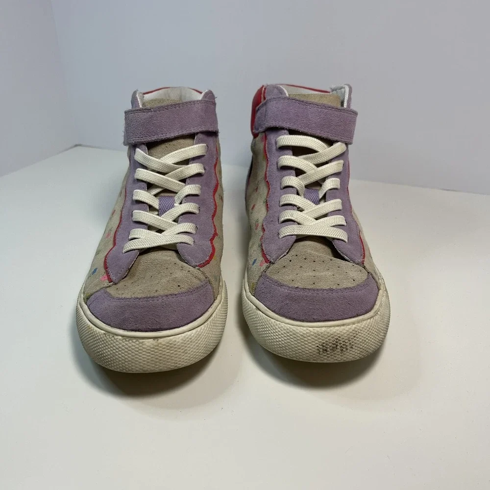 Mini‎ Boden Hightop Girls Trainer Tennis Shoes EUR 37 US Girls 5 Purple Flowers